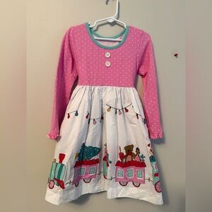 Eleanor Rose Pink and White Dress with Christmas Train